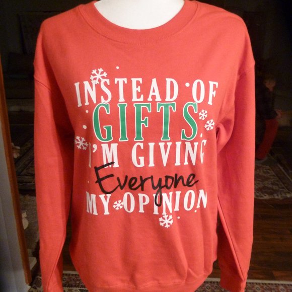 Holiday  red sweater w/ funny wording on it  NWOT  / Small - Picture 16 of 16